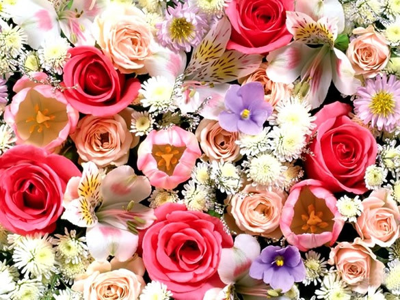 Смес от цветя онлайн пъзел