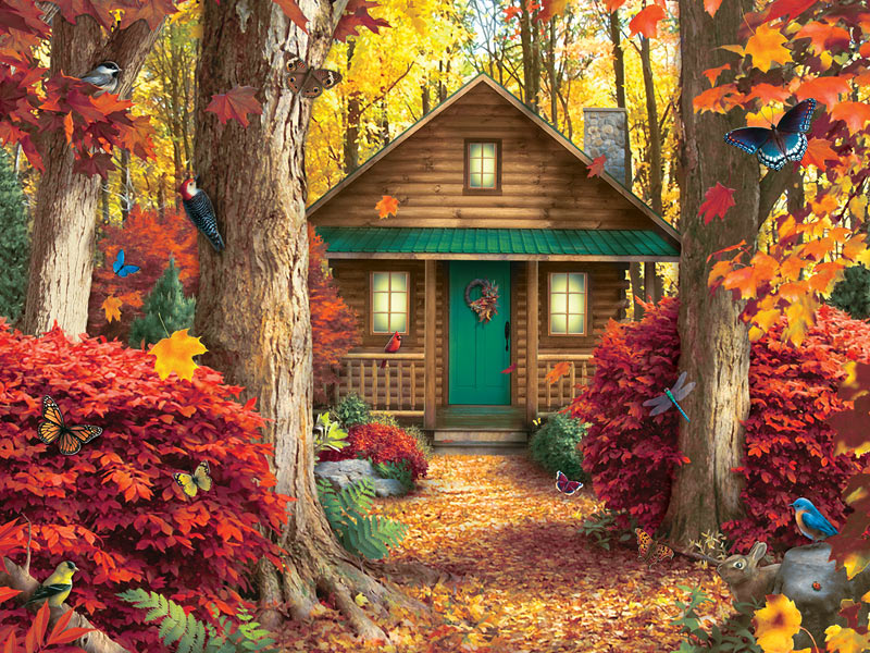 Autumnal picture, autumn leaves jigsaw puzzle online