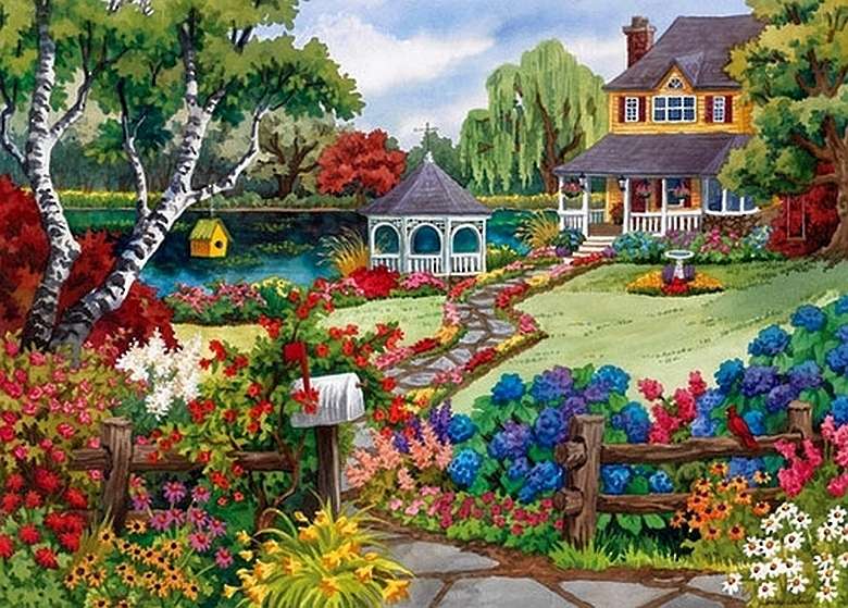 casa con giardino puzzle online