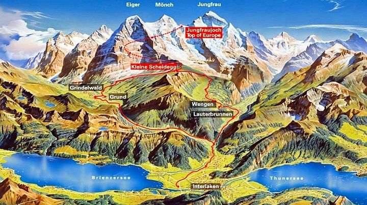 Karta över Alperna. Pussel online