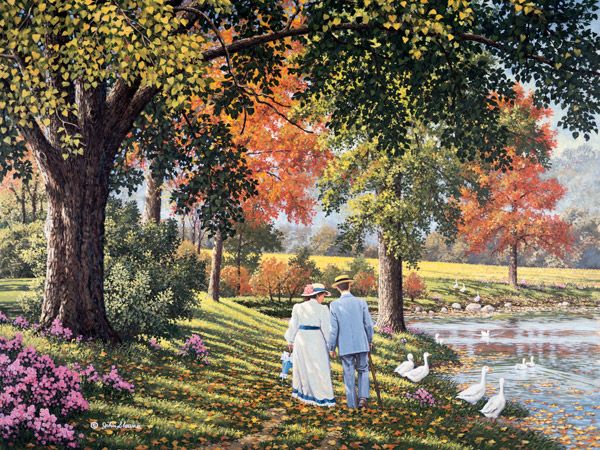 Walk at the pond. jigsaw puzzle online