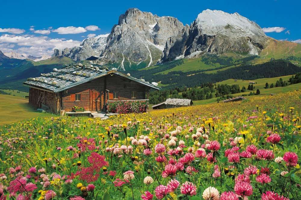 Tyrolean landskap. pussel på nätet