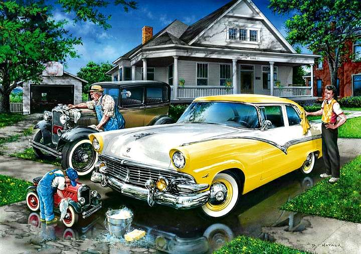 Grandfather, father, grandson. jigsaw puzzle online