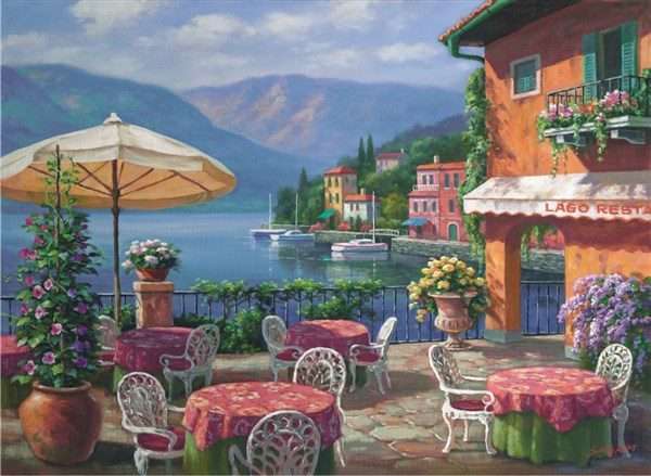 A cafe by the lake. online puzzle