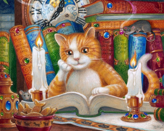 Коте за четене. онлайн пъзел