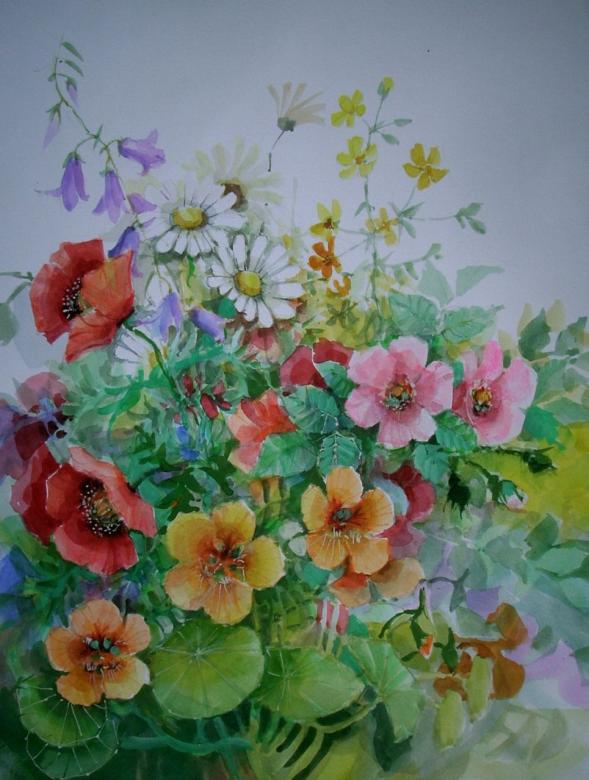 akvarell vadvirágok kirakós online