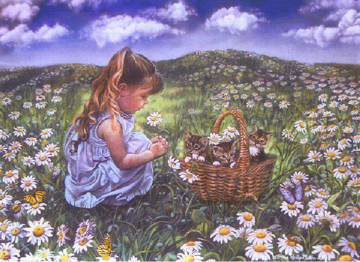 A child among daisies. online puzzle