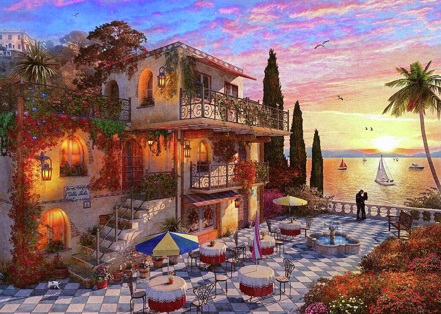 Hotel by the lake. jigsaw puzzle online