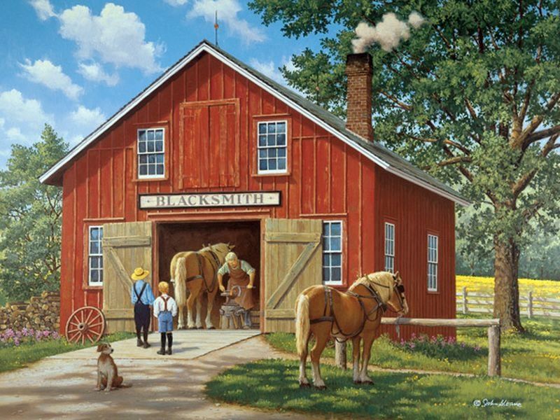 At the blacksmith. jigsaw puzzle online