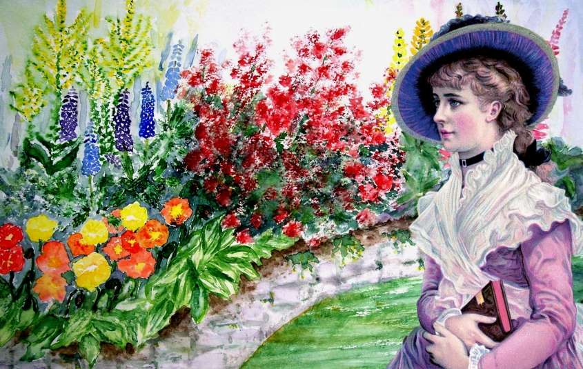 woman among flowers online puzzle
