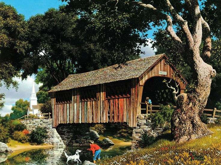 Village by the river. jigsaw puzzle online