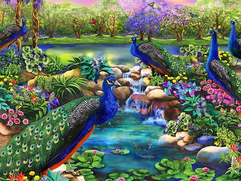 Colorful birds. jigsaw puzzle online