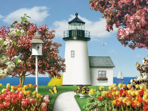 Tulipánok a tenger mellett. online puzzle