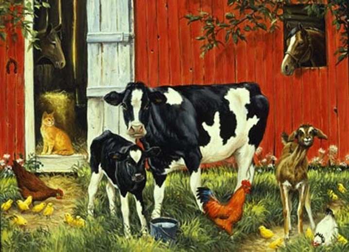 Vaca cu vițel. puzzle online