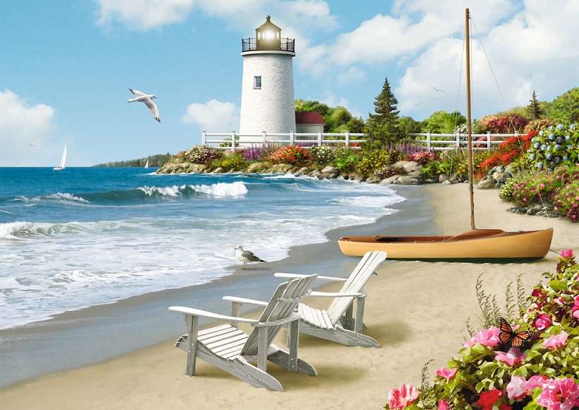 On the floral beach. jigsaw puzzle online