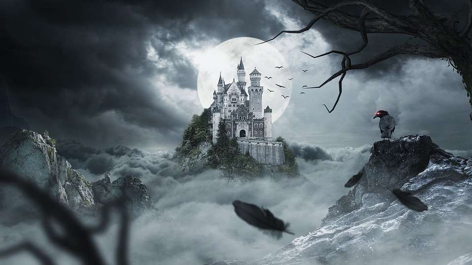 Slott och måne pussel på nätet