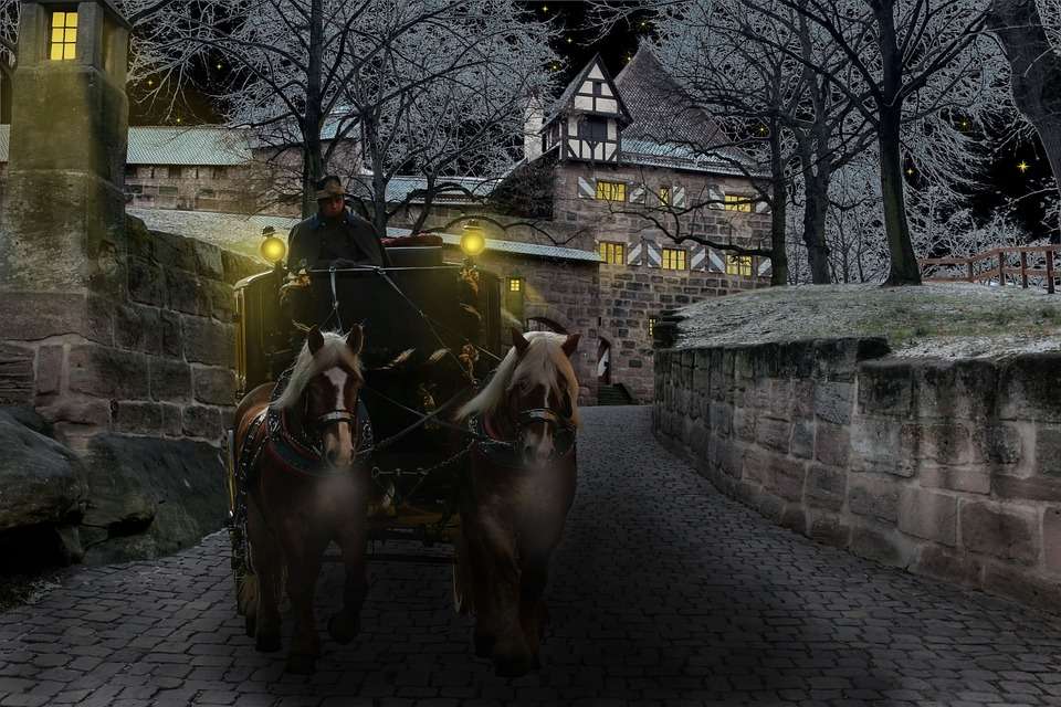 Una carrozza trainata da cavalli attraverso il mon puzzle online