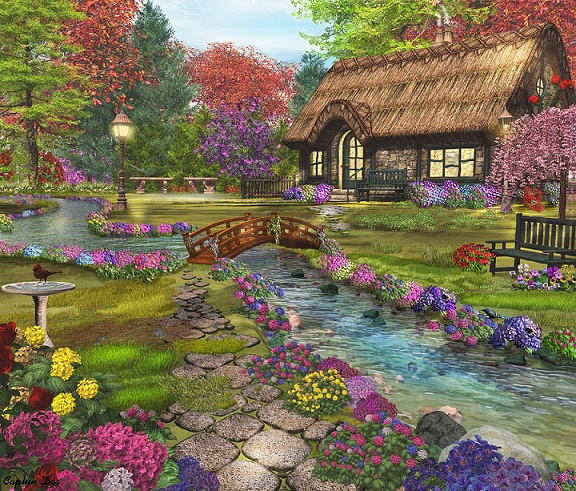 A brook in the yard. jigsaw puzzle online