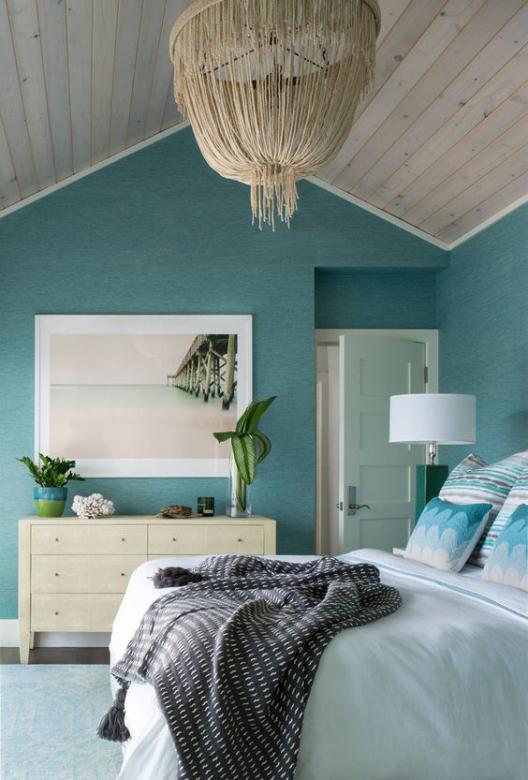 A blue, cozy bedroom jigsaw puzzle online