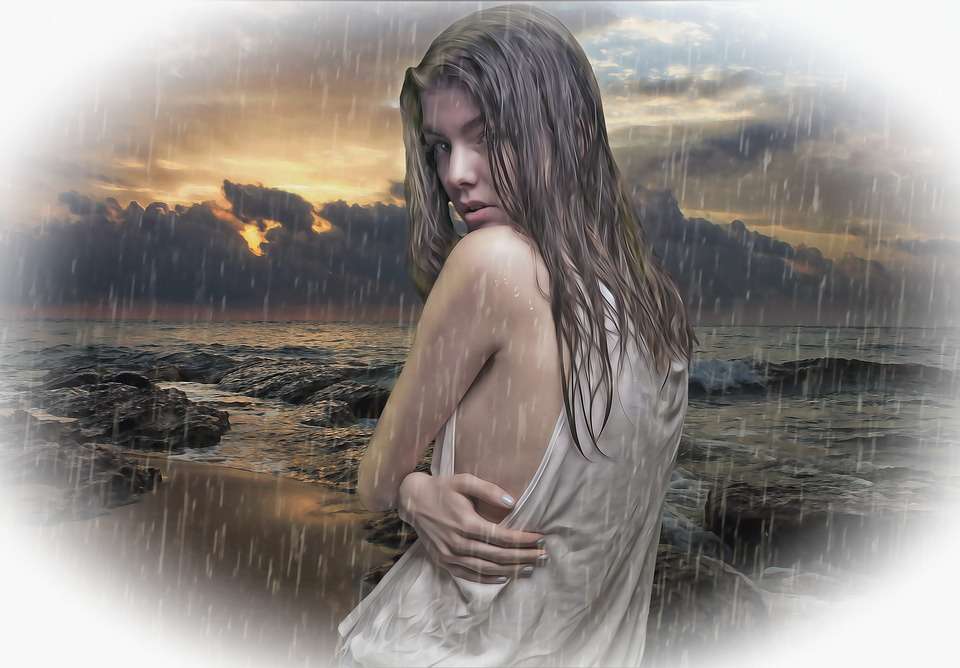 Woman in the rain jigsaw puzzle online