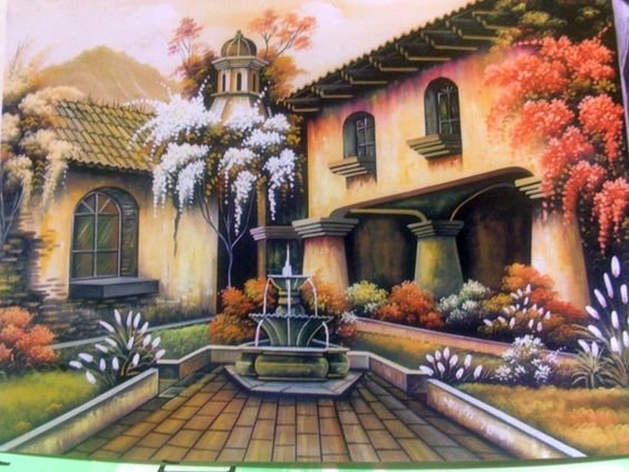 Ilustração, uma casa com um jardim puzzle online