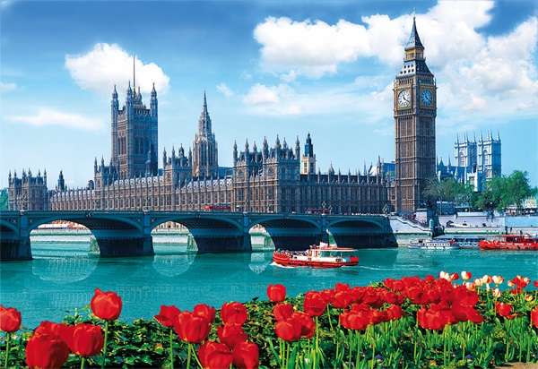 Blick auf das englische Parlament. Puzzlespiel online