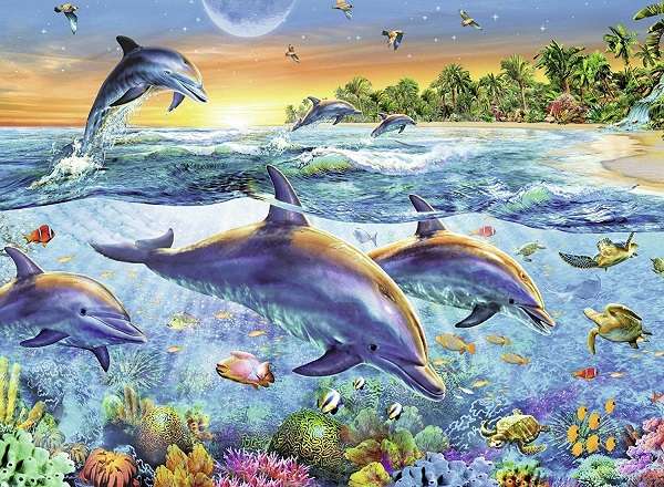 Милі дельфіни. онлайн пазл