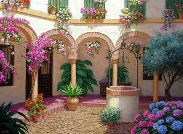 terasa cu flori puzzle online
