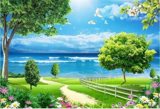 Green meadow by the sea. jigsaw puzzle online