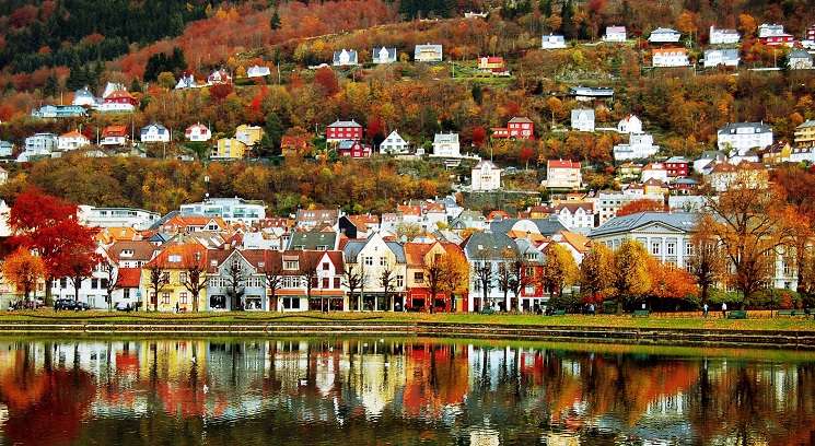 Norvégiában. Kilátás Bergenre. kirakós online
