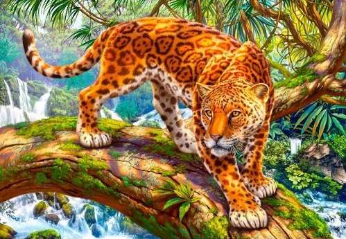 Jaguar na árvore. puzzle online