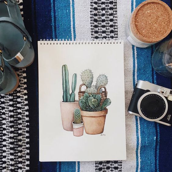 Handmålade kaktusar Pussel online