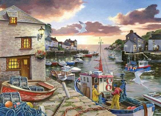 Fishermen in the bay jigsaw puzzle online