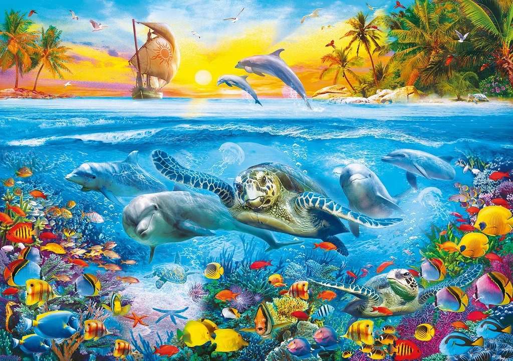 Over water and under water. jigsaw puzzle online