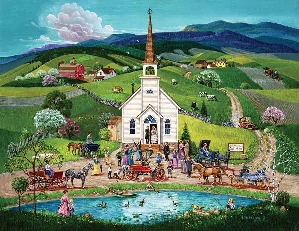 Église dans les montagnes. puzzle en ligne