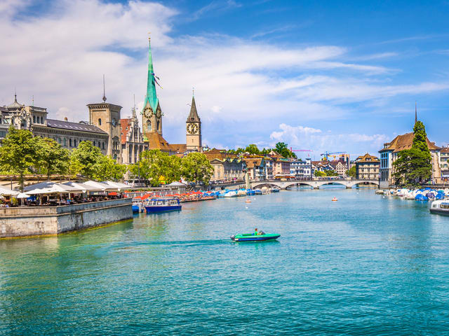 Zurich. Řeka Limmat. skládačky online