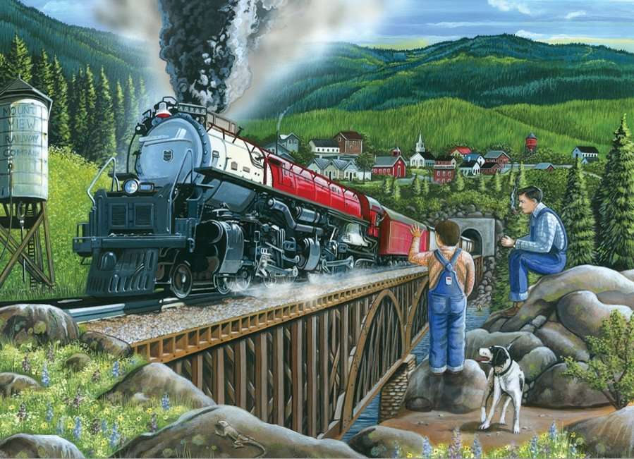 Peisaj cu un tren. jigsaw puzzle online