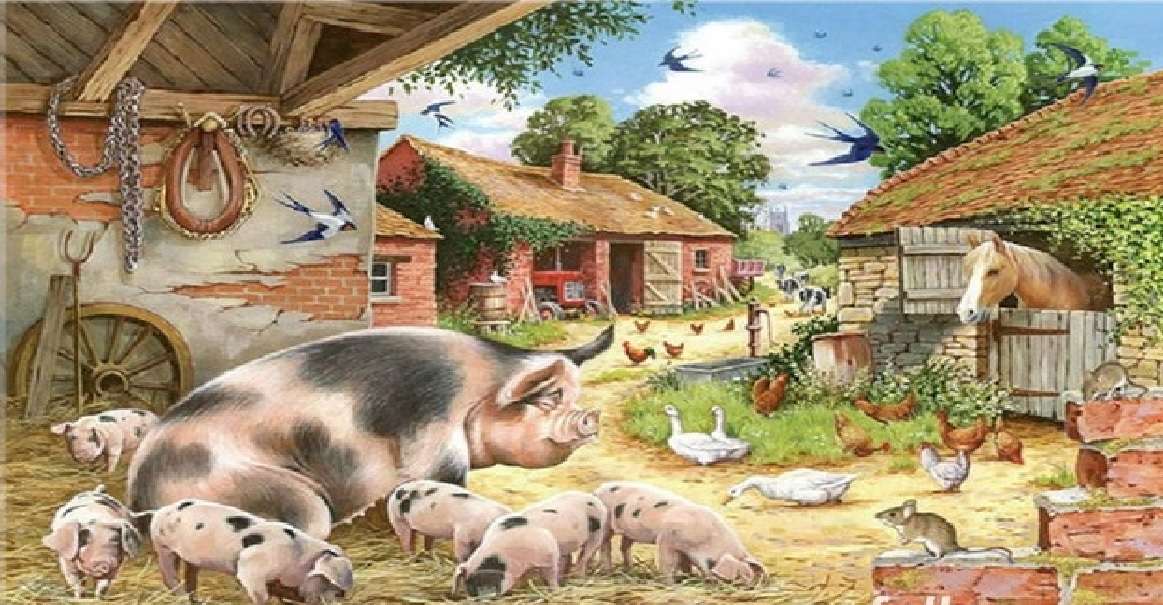 Cerdos en la granja rompecabezas en línea