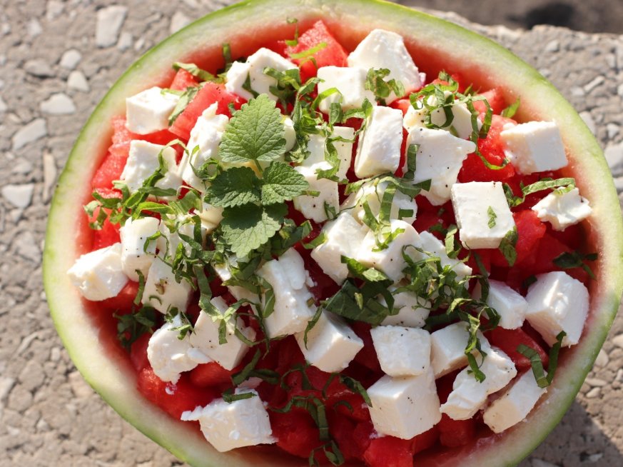 O salată delicioasă de pepene verde puzzle online