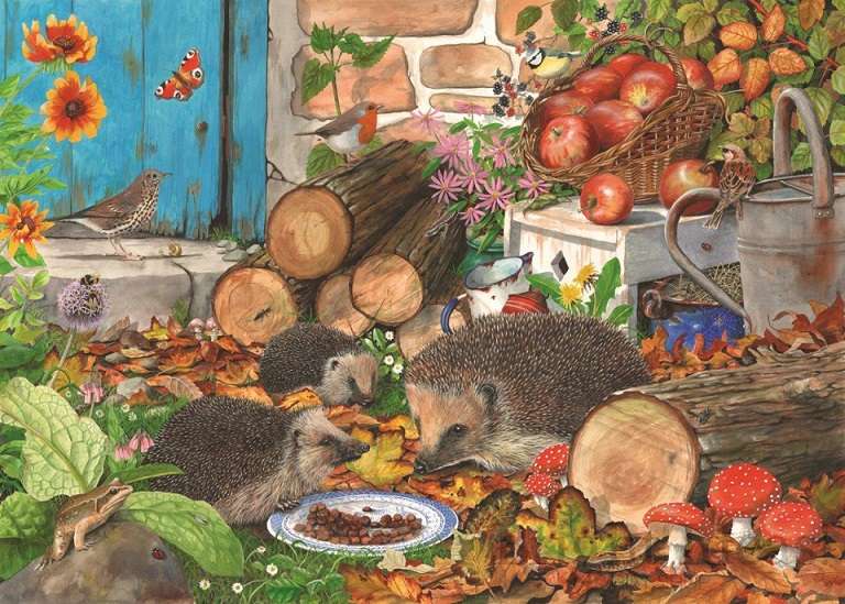 Hedgehogs in the garden. online puzzle