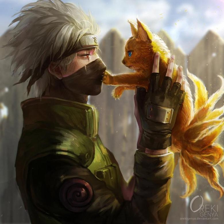 Kakashi and Little Nine Tailed Naruto Fox! online puzzle