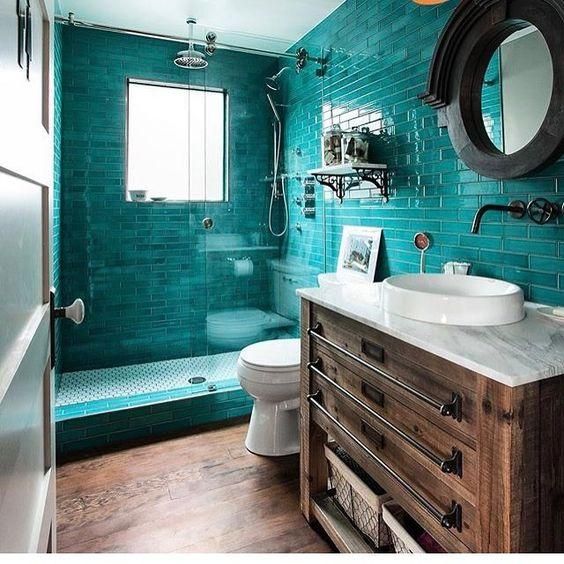 Salle de bain vert-bleu puzzle en ligne