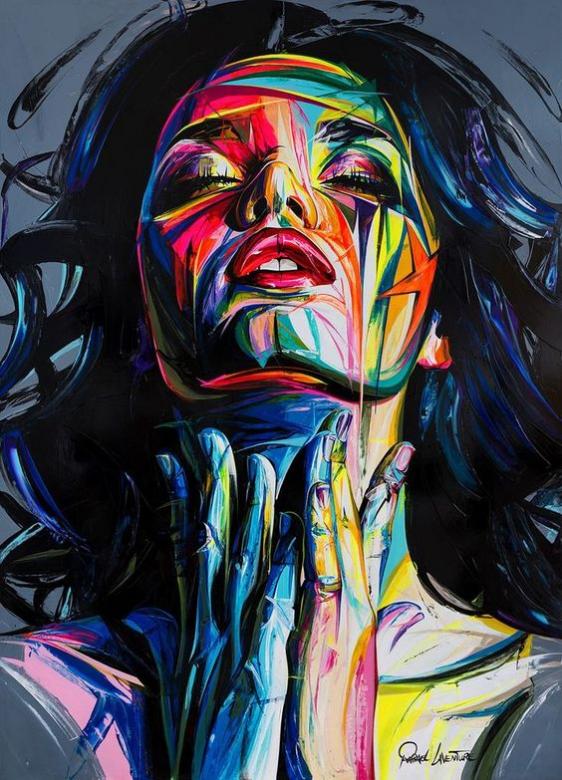 Pintura artística, mulher colorida puzzle online