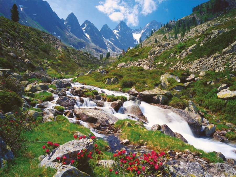 Tyrolska Alperna. Pussel online