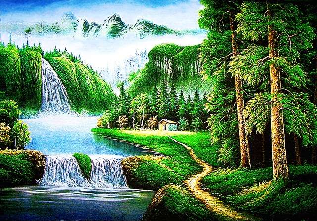 Natureza incrível, cachoeira puzzle online