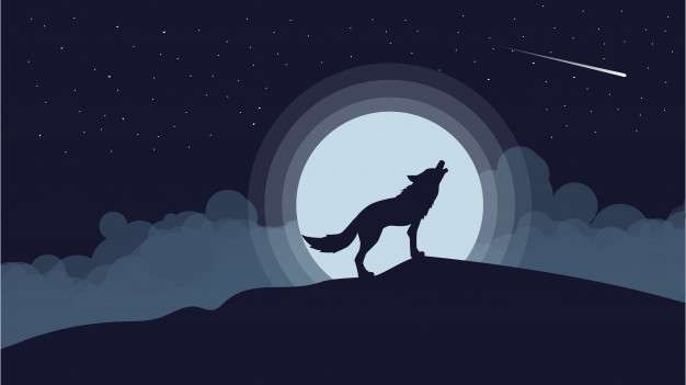 Волк воет на луну: 3-я укороченная версия онлайн-пазл