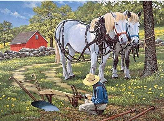 Koně v zemědělství. online puzzle