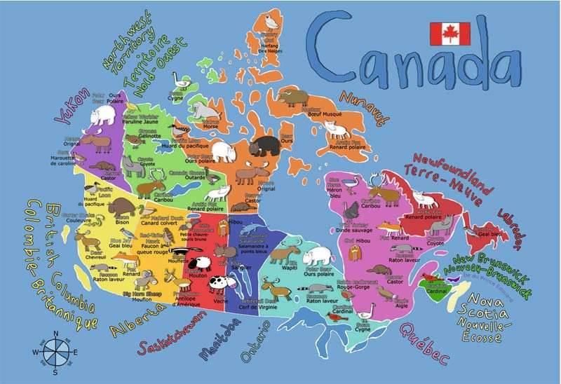 Mapa do Canadá. puzzle online