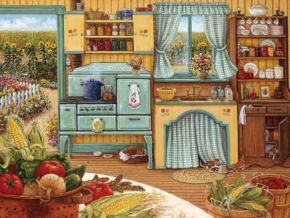 Interior de uma cozinha rural. quebra-cabeças online