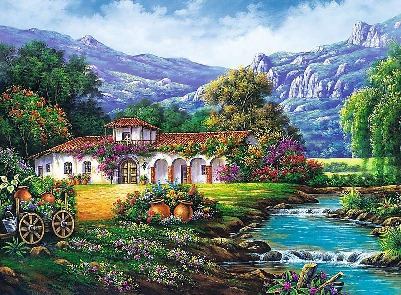 Pintura de paisagem. puzzle online